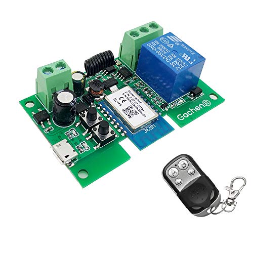 WiFi Wireless Relais Modul 1 Kanal Remote Switch AC220V Inching/Selbstverriegelung Switch Alexa Relais DIY für Garagentor Fernbedienung mit 433Mhz RF Remote kompatibel mit Alexa und Google IFTTT von Eachen