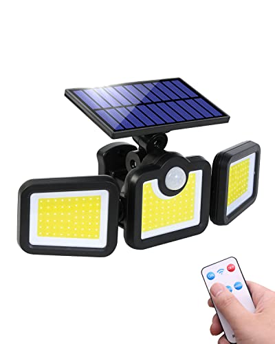 Solarlampen für Außen Led Strahler Solar mit Bewegungsmelder 171 LED mit Fernbedienung, Wasserdicht IP65 3 Modi Solarstrahler für Balkon, Garten, Garage, Hauswand, Hof von Eageen