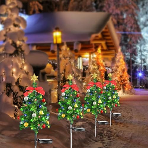 2 Stück Weihnachtsbaum Beleuchtung Aussen Solar Akku, LED Stern Weihnachten Solarlicht, Weihnachtsdeko Aussen Solar Tannenbaum, IP65 Wasserdicht Weihnachtsdeko Aussen für Garten Bäume (Solar) von EagerMinds