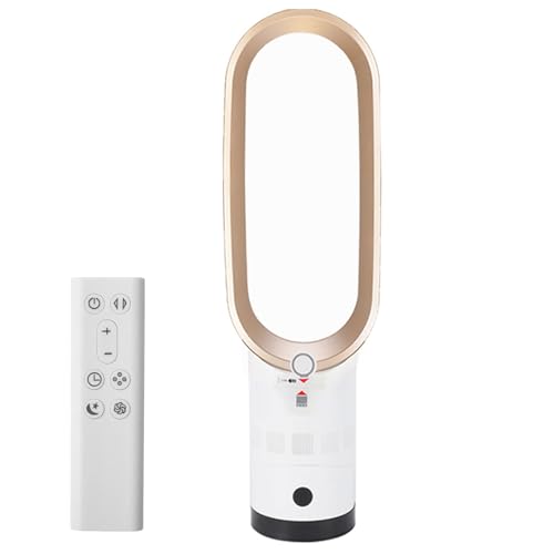EagerMinds Rotorloser Ventilator mit Fernbedienung,24Zoll Leise Turmventilator mit Kühlung,9h Timer,8 Geschwindigkeiten,90° Oszillation,LED-Anzeige, Luftreiniger Ventilator für Schlafzimmer (Gold/) von EagerMinds