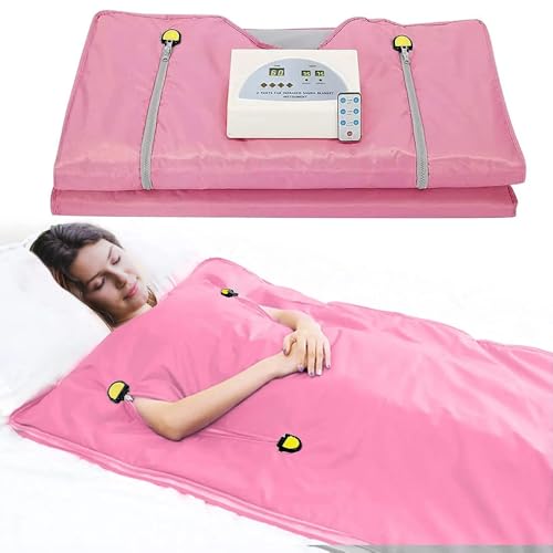 Infrarot-Saunadecke, Sauna FüR Zuhause, 2 UnabhäNgige Heizzonen Mit ReißVerschluss, Um Ihre HäNde Frei Zu Haben, Ferninfrarot-Tanne-Dampfdecke FüR Heimsauna Mit Fernbedienung (Rosa) von EagerMinds