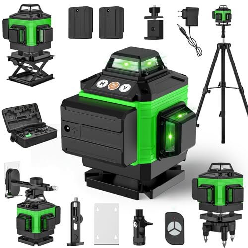 Kreuzlinienlaser 4 x 360°, Selbstnivellierende Vertikale Horizontale Laser-Wasserwaage, Grüne Wasserwaage mit Selbstnivellierungsfunktion, mit 2 * 2600 mAh Wiederaufladbaren Batterien (A +mit Stativ) Kreuzlinienlaser 4 x 360°, Selbstnivellierende Vertikale Horizontale Laser-Wasserwaage, Grüne Wasserwaage mit Selbstnivellierungsfunktion, mit 2 * 2600 mAh Wiederaufladbaren Batterien (A +mit Stativ) von EagerMinds