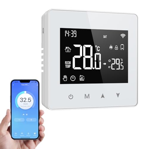 Thermostat Fussbodenheizung Wasser,Tuya Smart WiFi Thermostat Programmierbar Raumthermostat Kompatibel mit Alexa, Google Home, Heizungsthermostat mit App Fernbedienung (1pcs) von EagerMinds
