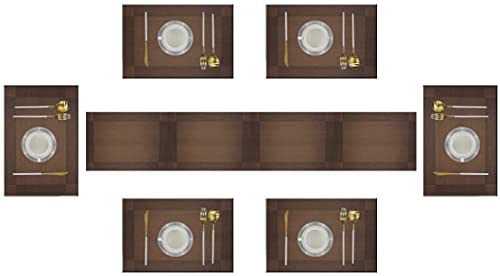 6er Platzdeckchen (6er + Tischläufer) Eageroo rutschfest Tischmatten aus PVC Abgrifffeste Hitzebeständig Abwaschbar Tischsets von Eageroo