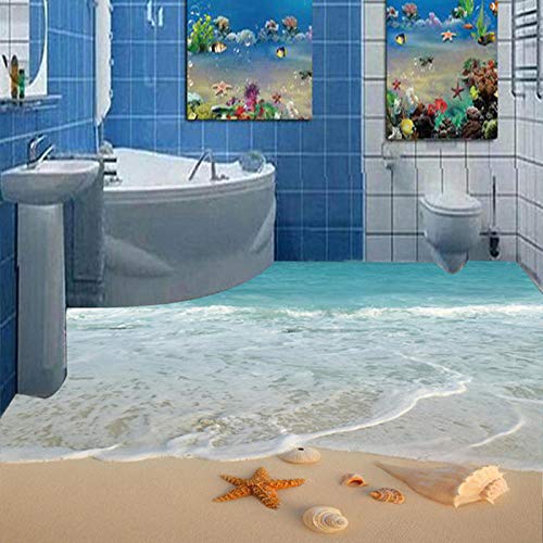 wohnkultur fr kinder Moderne einfache 3D-Stereo-Strand Sea Wave Starfish Conch Bodenfliesen Wandtapete Badezimmer Schlafzimmer PVC wasserdicht 3 D Bodenbelag-350 * 245 cm von Eahujflg