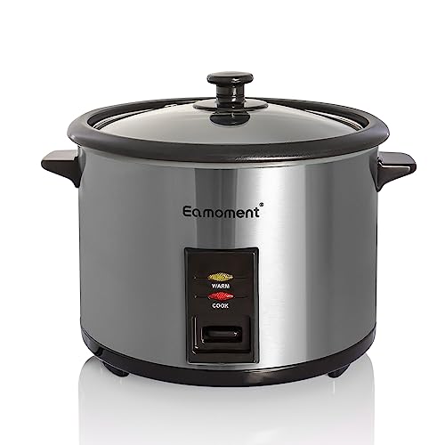 Eamoment ERC-10CSL 1.8L | 700W Reiskocher & Schwarzer Dampfgarer Reiskochfunktionen,kochen 1-10 Personen Antihaftbeschichteter abnehmbarer Topf, Messbecher und Reislöffel, Silber,ERC-10CSL von Eamoment