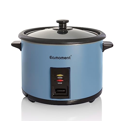 Eamoment ERC-10CBL 1.8L | 700W Reiskocher & Schwarzer Dampfgarer Reiskochfunktionen,kochen 1-10 Personen Antihaftbeschichteter abnehmbarer Topf, Messbecher und Reislöffel, blau,ERC-10CBL von Eamoment