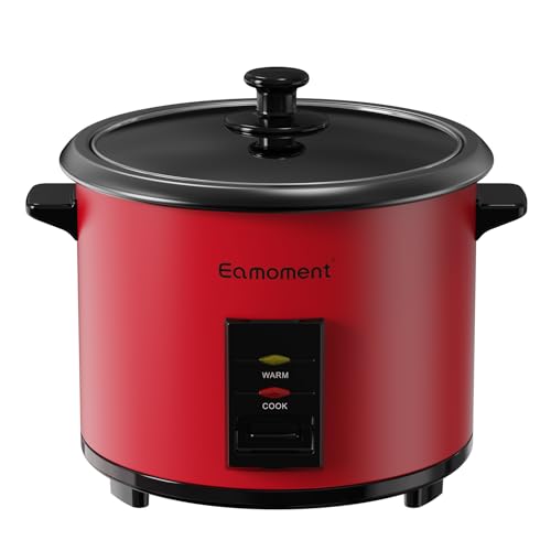 Eamoment ERC-10CRD1.8L | 700W Reiskocher & Schwarzer Dampfgarer Reiskochfunktionen,kochen 1-10 Personen Antihaftbeschichteter abnehmbarer Topf, Messbecher und Reislöffel, Rot,ERC-10CRD von Eamoment