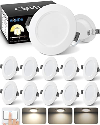 Eande LED Einbaustrahler 230V Dimmbar, Ultra Flach 5W 500LM Deckenspots LED Spot, 4000K Neutralweiß, IP44 Spritzwasser geschützt, Einbauleuchten Loch 78mm-85mm, 25mm Einbautiefe, 10er Set von Eande