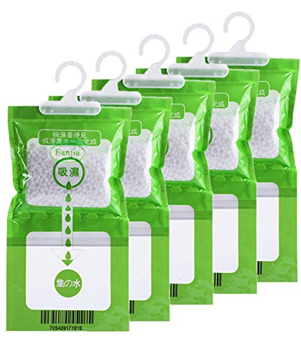 5 Pack Kitchen Bathroom Wardrobe Hanging Hygroscopic Anti-mold Deodorizing Moistureproof Desiccant Bag, Dehumidification process Could be Witness von Eanjia