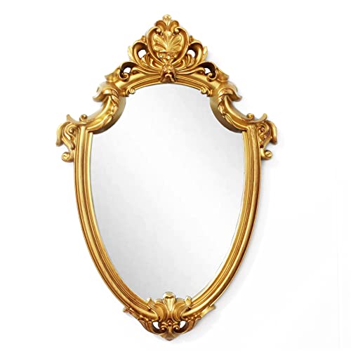 Eaoundm Vintage Spiegel - Dekorative Wand Spiegel, Schild Form, Pinsel Gold, 41.9 x 27.9 cm von Eaoundm
