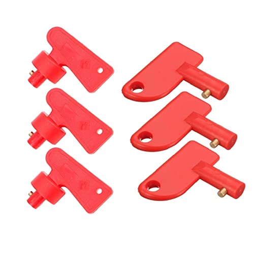 6 Stück Hauptschalter Ersatzschlüssel, Schlüssel für Trennschalter, Schlüssel für Batterie Hauptschalter, Gelten für Auto Modifizierte Yacht Batterieschalter(Rot) von Eabdice