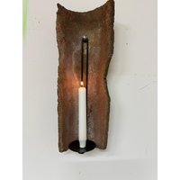 Antiker Nonnenziegel Mit Kerzenhalter Aus Schwarzem Metall von EarlGreyManufaktur