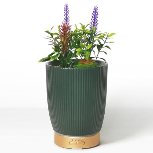 Earnest Living Ätherisches Öl Diffusor Keramik Künstliche Sukkulenten Pflanzen Topf Diffusor 100 ml für Lavendel ätherische Öle Timer Nachtlichter und Auto-Aus-Funktion Luftbefeuchter Aromatherapie von Earnest Living