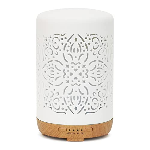 Earnest Living Diffusor für ätherische Öle, weißer Keramik-Diffusor, 250 ml, Timer, Nachtlichter und Auto-Off-Funktion, Heimbüro, Luftbefeuchter, Aromatherapie-Diffusoren, Geschenk von Earnest Living