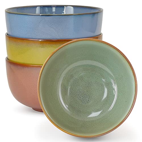 Earnest Living Geschirr-Sets Teller und Schalen-Sets 850 ml Rührschüsseln Ramen-Schüssel-Set 6-Zoll-Suppenschalen Servierschalen Keramik-Obstschalen-Set mit 4 Stück für Nudelsalat-Müsli-Küche von Earnest Living