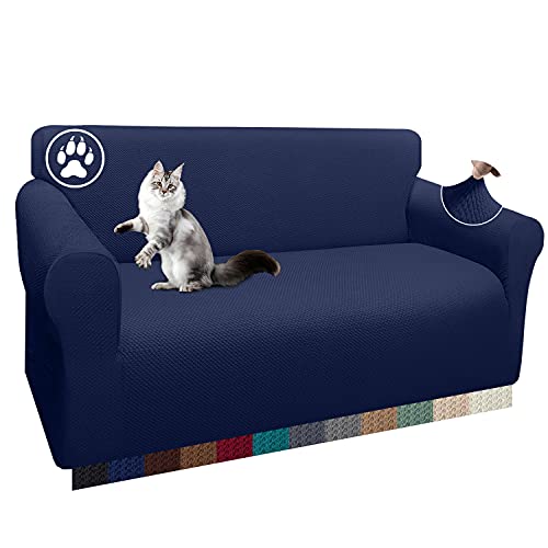 Earnmore 1 Stück Dicke Sofabezug Einzigartiges Pattern Sofaüberzug für 2 Sitzer Stretch rutschfeste Sofahusse für Wohnzimmer(2 Sitzer,Dunkelblau) von Earnmore