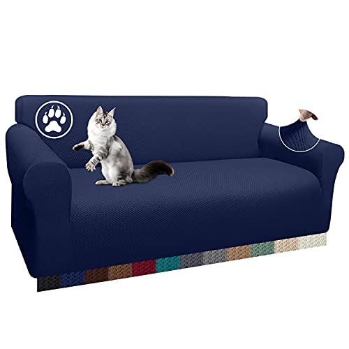 Earnmore 1 Stück Dicke Sofabezug Einzigartiges Pattern Sofaüberzug für 3 Sitzer Stretch rutschfeste Sofahusse für Wohnzimmer(3 Sitzer,Dunkelblau) von Earnmore