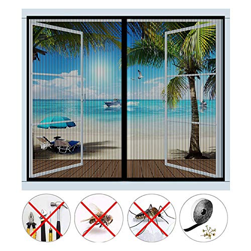 Fliegengitter Fenster magnetisch, automatisch geschlossen, Fliegengitter Tür Fenster ohne Bohren, für die meisten Arten von Fenstern oder Balkontür, schwarz (35 x 59 Zoll)) 90 x 150 cm von Earnmore