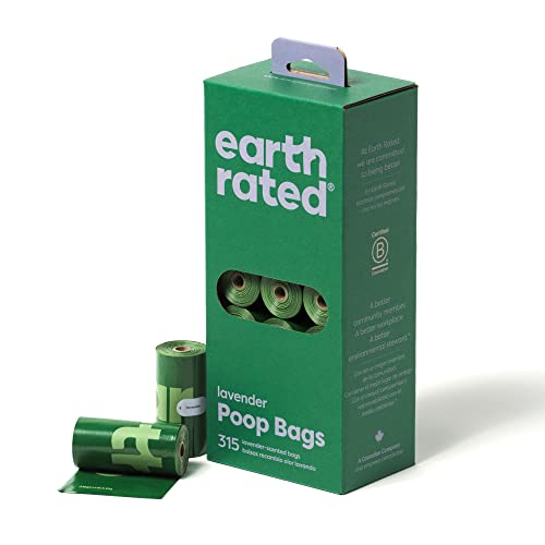 Earth Rated Hundekotbeutel, neues aussehen, garantiert auslaufsichere und extra dicke Abfallsäcke, einzelne Nachfüllrollen für Hunde, Lavendelduft, 315 Stück von Earth Rated