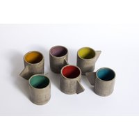 Set Mit Sechs Handgefertigten Keramikkaffeetassen, Kaffee-Liebhaber-Geschenk, Espressotassen, Bunten Espressotassen Set Mit Sechs Handgefertigten Keramikkaffeetassen, Kaffee-Liebhaber-Geschenk, Espressotassen, Bunten Espressotassen von EarthCraftsNikiforos