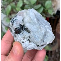 Abgeschlossener Rosa Morganit-Kristall Mit Grünem Glänzendem Turmalin-Kristall Und Calcit Kombinieren Probe Von Kunar | N von EarthMineralsCo
