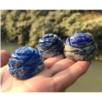 3 Stück Lapis Lazuli Blumen , Komplett Von Hand Geschnitzt Blume Gstone 140Gr | 34 von EarthMineralsCo