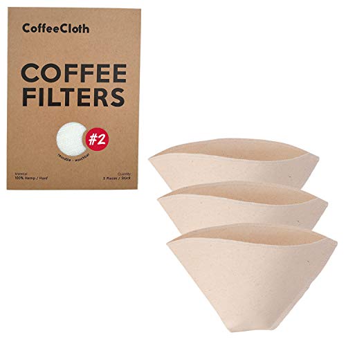 Earthtopia 3er Set Wiederverwendbare Kaffeefilter aus Stoff | 100% Bio-Baumwolle | Filtertüten für Kaffeemaschine und Handfilter | Permanentfilter Mehrwegfilter Dauerfilter (Größe 2) von Earthtopia