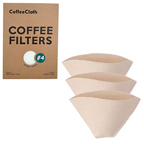 Earthtopia 3er Set Wiederverwendbare Kaffeefilter aus Stoff | 100% Bio-Baumwolle | Filtertüten für Kaffeemaschine und Handfilter | Permanentfilter Mehrwegfilter Dauerfilter (Größe 4) von Earthtopia