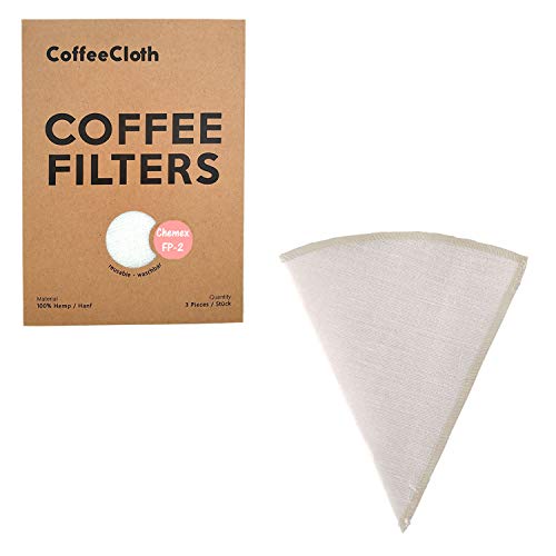 Earthtopia 3er Set wiederverwendbare Kaffeefilter aus Stoff | 100% Hanf | Filtertüten für Kaffeemaschine und Handfilter | Permanentfilter Mehrwegfilter Dauerfilter (3, Chemex 1-3 Tassen (FP-2)) von Earthtopia