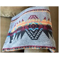 Wollmischung Wolldecke in Gelb Orange Merlot Blau - North Shore von EarthyEcoStyle