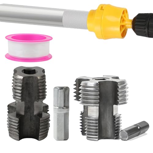 Electric Drill Compatible PVC Pipe Threader Kit With Various Die Size, PVC Pipe Threader Kit 1/2'' 3/4'' 1'' For Electric Drill (Internal) von EasPowest