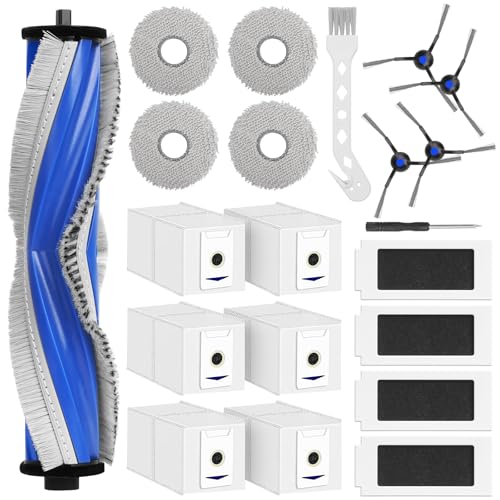 21 Stück Zubehörset kompatibel mit Ecovacs Deebot T30 Pro Omni / T30 Omni Saugroboter, Ersatzteile Zubehör kompatibel Ecovacs T30, 1 Hauptbürste 6 Staubbeutel 4 Wischtücher 4 Filter 4 Seitenbürsten von Eascor