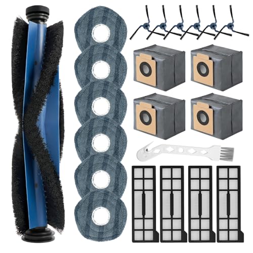 22 Stück Zubehörset kompatibel mit Eufy X10 Pro Omni Saugroboter, 1 Hauptbürste 6 Wischmopps 4 Hochleistungsfiltern 6 Seitenbürsten 4 Staubbeuteln 1 Reinigungsbürste, Ersatzteile Saugroboter Zubehör von Eascor