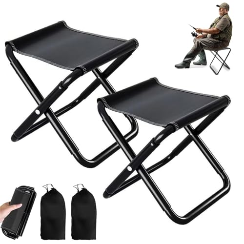 Ease 2 Stück Camping Hocker Tragbarer Klapphocker,30 cm Mini-Klapphocker,Leicht Sitz Falthocker,Faltbar Gartenhocker für Reisen Wandern Angeln Grillen Strand, mit Aufbewahrungsbeutel von Ease