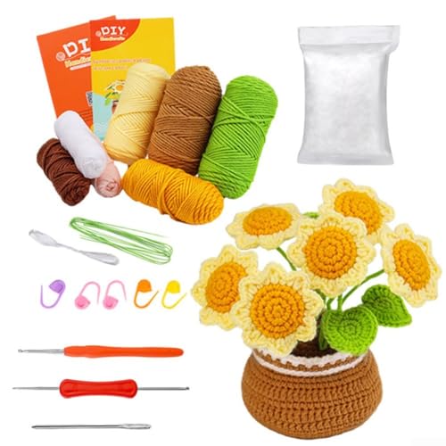 Beginner's Guide to Crocheting Flowers Complete DIY Kit Including Instructional Videos and Necessary Yarn Supplies (Sunflower Planting) von EaseSunny