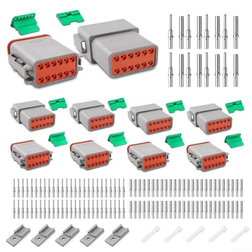DT Steckverbinder-Set, 5 wasserdichte Stecker und Terminal-Kit für sichere und sichere elektrische Verwendung (12-polig) von EaseSunny