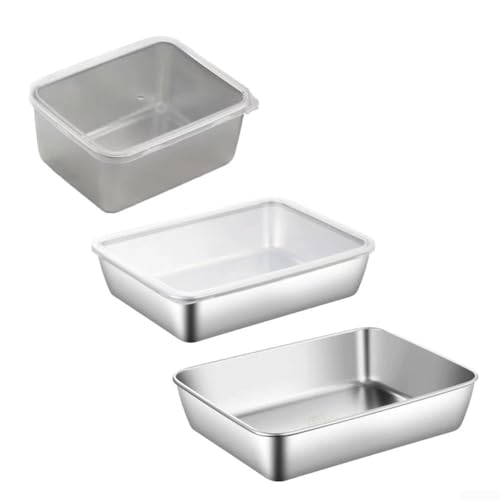Food Storage Solutions Edelstahl-Tabletts mit Kunststoffabdeckung zum Kochen und Aufbewahren (C) von EaseSunny