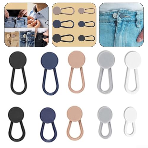 Jeansknopfverlängerung mit elastischem Bund, Lösung für Männer und Frauen (dunkelblau, 18 mm) von EaseSunny