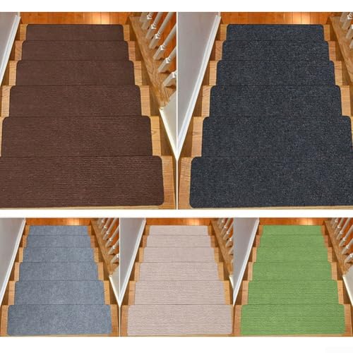 Rutschfester Treppenschutz aus Holz für Teppich mit kratzfestem und leisem Verschleiß-Design (5 Stück, Hellbraun) von EaseSunny