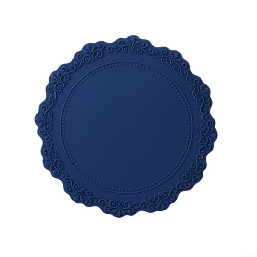 Tischsets aus Silikon mit elegantem Spitzendesign, perfekt für Ess- und Tischschutz (Dunkelblau) von EaseSunny