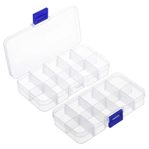 Easecos 2 x Mini-Angelausrüstungsbox, transparenter Angelköderhaken, Aufbewahrungsbox, kleiner Kunststoffbehälter mit abnehmbaren Trennwänden, Tackle Utility Boxes von Easecos