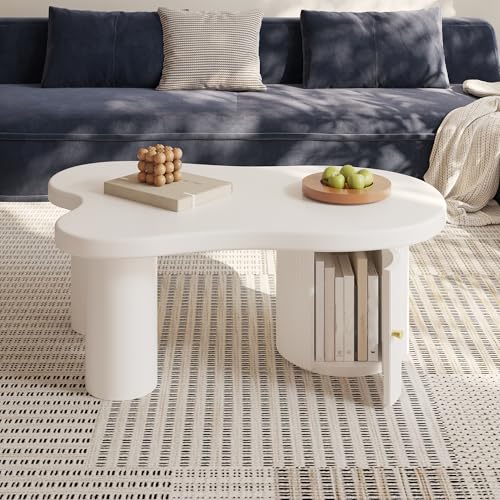 Easexcy Asymmetrischer Couchtisch, Coffee Table, stilvoll und robust, geeignet für Wohnzimmer und Büros, mit Stauraum, 100 x 60x 37 cm von Easexcy
