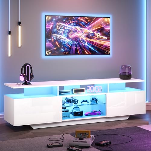 Easexcy Fernsehschrank,TV-Ständer mit 2 Schränken, Wohnzimmerschrank,Modernes TV-Entertainment-Center mit 8 Ablageflächen, MDF, 70-Zoll-Fernseher (160x40x45cm) von Easexcy