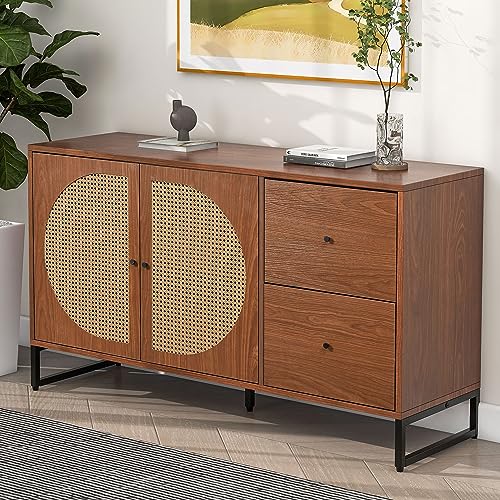 Easexcy Sideboard mit 2 Rattan verzierten Türen und 2 Schubladen Kommode Küchenschrank, Highboard mit Metallgriffe, für Schlafzimmer & Wohnräume & Büro Easexcy Sideboard mit 2 Rattan verzierten Türen und 2 Schubladen Kommode Küchenschrank, Highboard mit Metallgriffe, für Schlafzimmer & Wohnräume & Büro von Easexcy