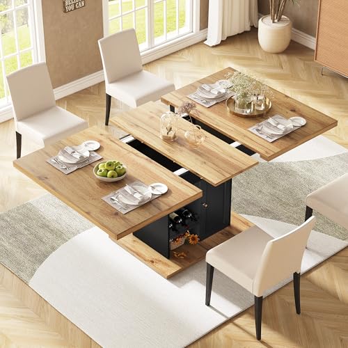 Esstisch Teleskoptisch(110-140×80cm), klappbarer Küchentisch für 4-6 Personen, Ausziehbarer Esstisch,platzsparender Küchentisch,für Küche Wohnzimmer (Schwarz) von Easexcy