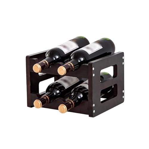 Eashaoo Freistehendes Weinregal, Bambus-Flaschenaufbewahrung, Barschrank, Weinkeller, Ausstellungsregal, Likör-Organizer aus Holz für Zuhause, Küche, Esszimmer (2 Etagen, 4 Flaschen) von Eashaoo