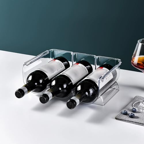 Eashaoo Stapelbares Weinregal, Flaschen-Aufbewahrungs-Organizer für Speisekammer, Keller, Gefrierschrank, Kühlschrank, Zuhause, Küche, Schrank, Weinflaschenhalter (1 Stück - 3 Flaschen) von Eashaoo