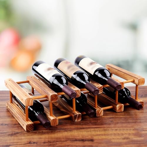 Eashaoo Weinregal, freistehend, Weinflaschenhalter aus Holz, stilvolle Flaschenaufbewahrung für Küche, Bar oder Arbeitsplatte (1 Ebene - 10 Flaschen, dunkel) von Eashaoo