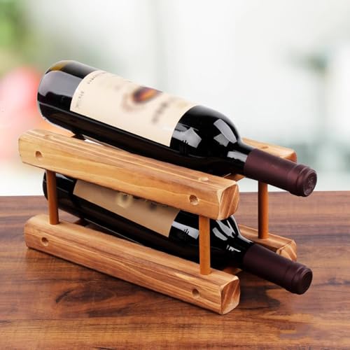 Eashaoo Weinregal, freistehend, Weinflaschenhalter aus Holz, stilvolle Flaschenaufbewahrung für Küche, Bar oder Arbeitsplatte (1 Ebene - 2 Flaschen, dunkel) von Eashaoo